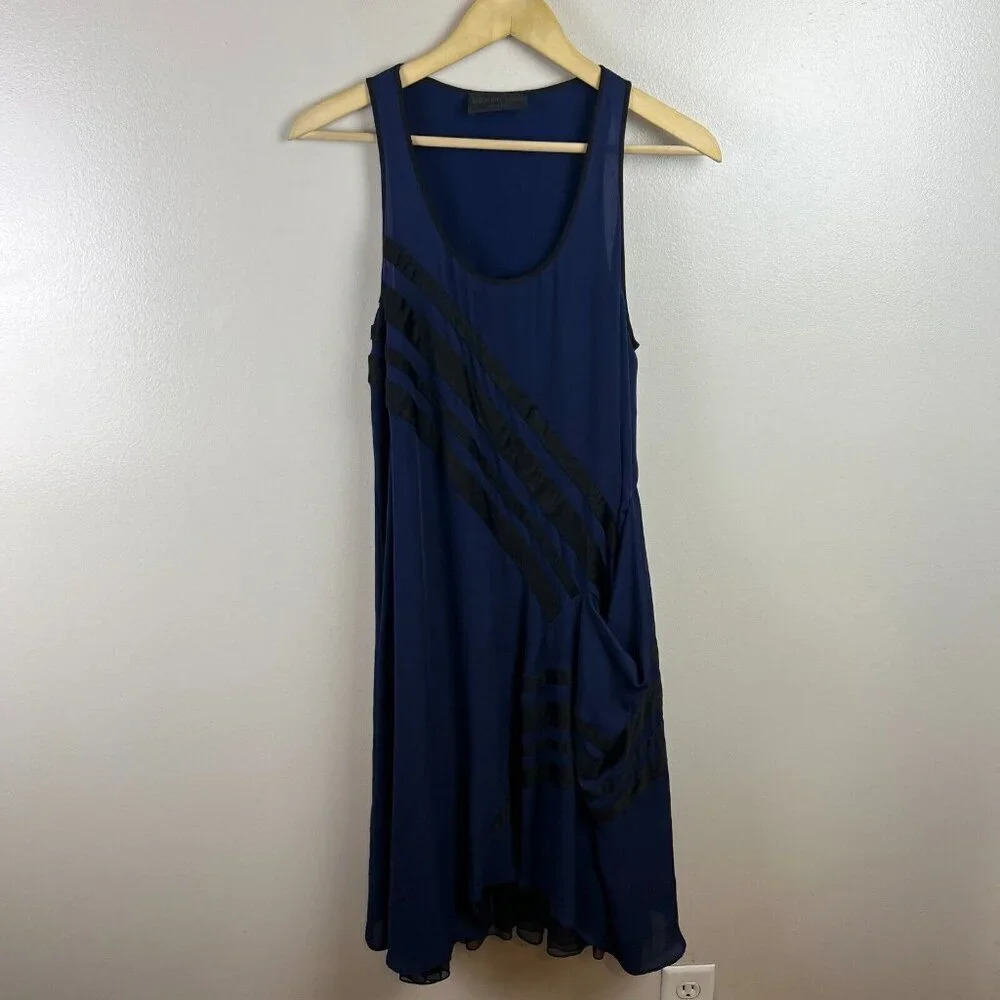 Derek Lam Silk Midi Dress Size 6 Blue Sleeveless Designer Avant Garde Event Y2K